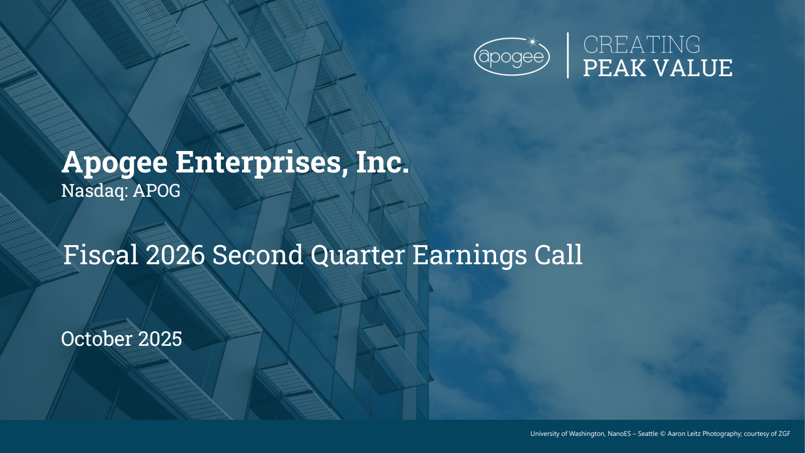 Apogee Enterprises' Q2 2026 Slide Deck
