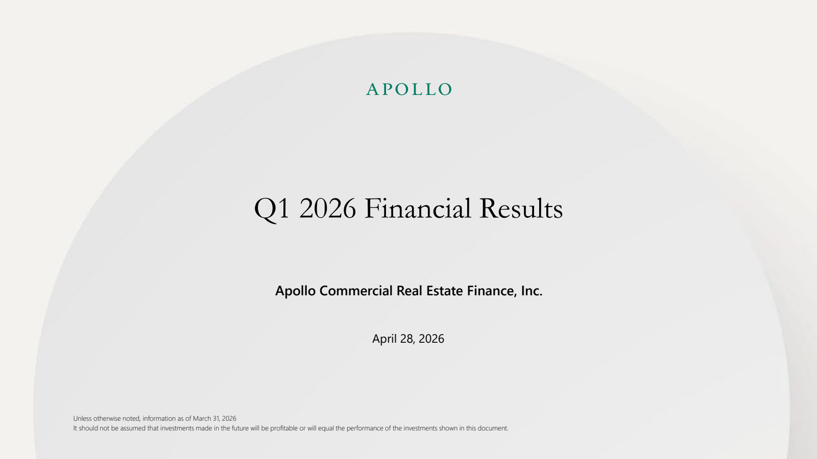 Apollo Commercial Real Estate Finance's Q1 2026 Slide Deck