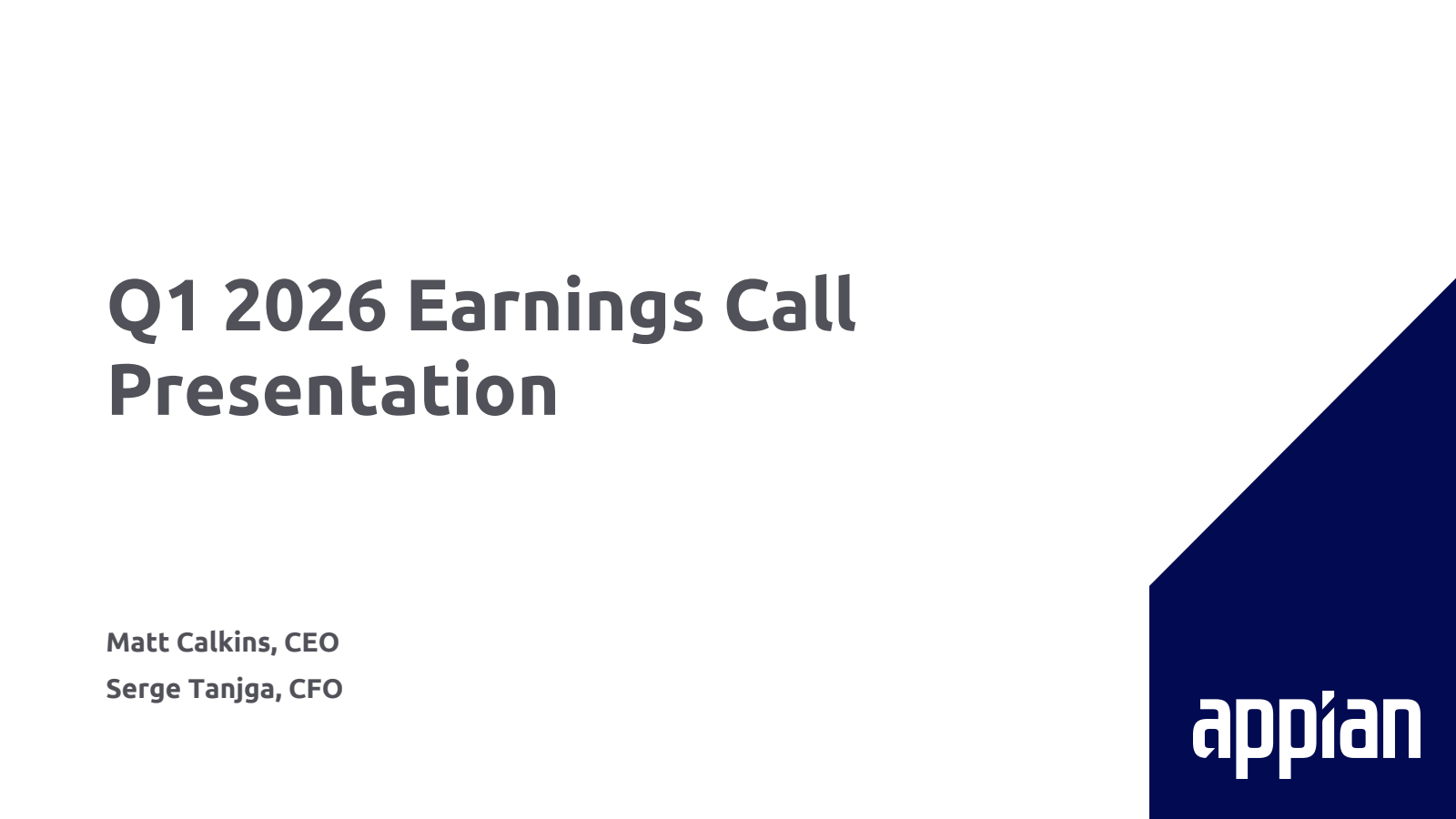 Appian's Q1 2026 Slide Deck
