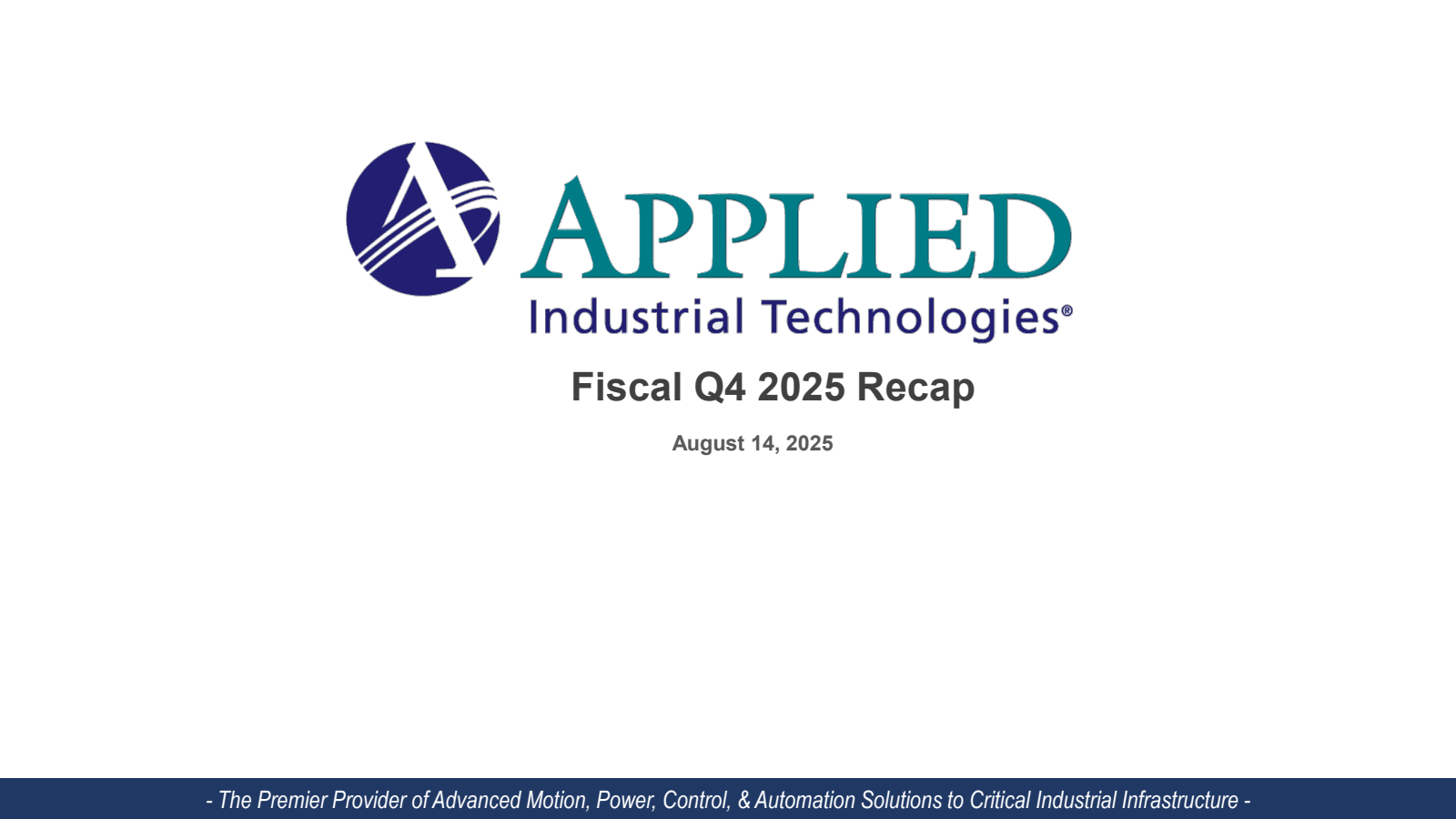 Applied Industrial Technologies' Q4 2025 Slide Deck