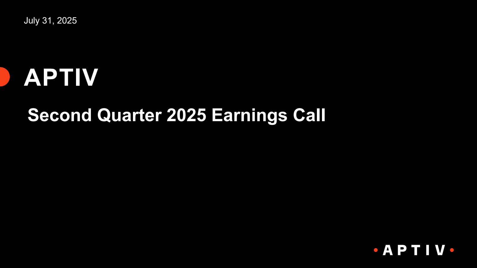 Aptiv's Q2 2025 Slide Deck
