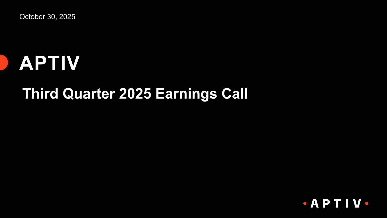 Aptiv's Q3 2025 Slide Deck