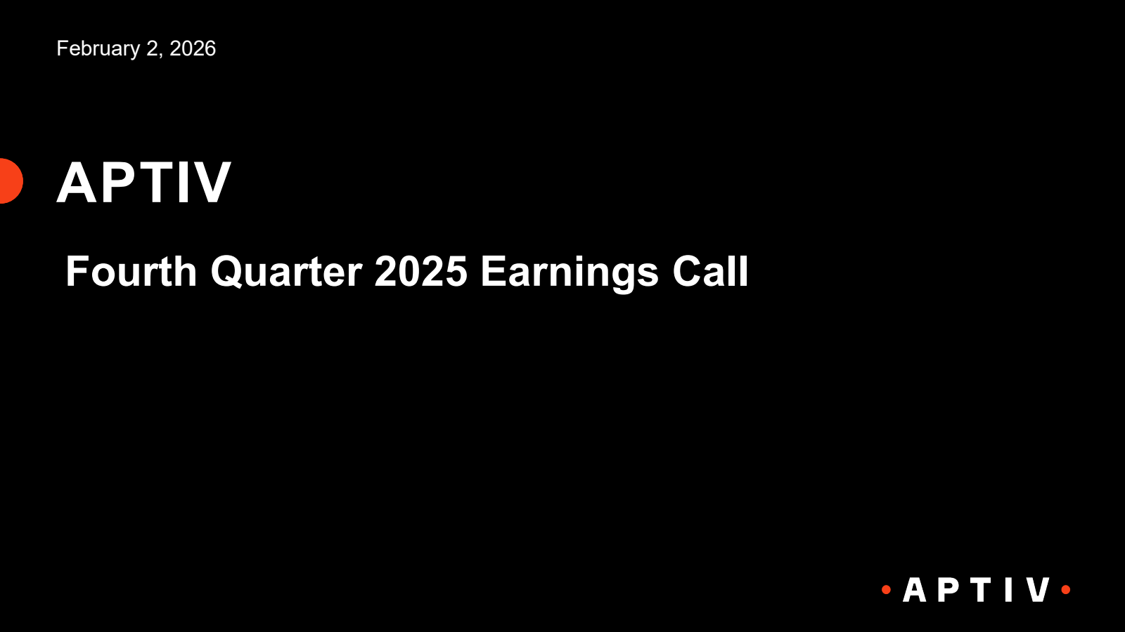 Aptiv's Q4 2025 Slide Deck