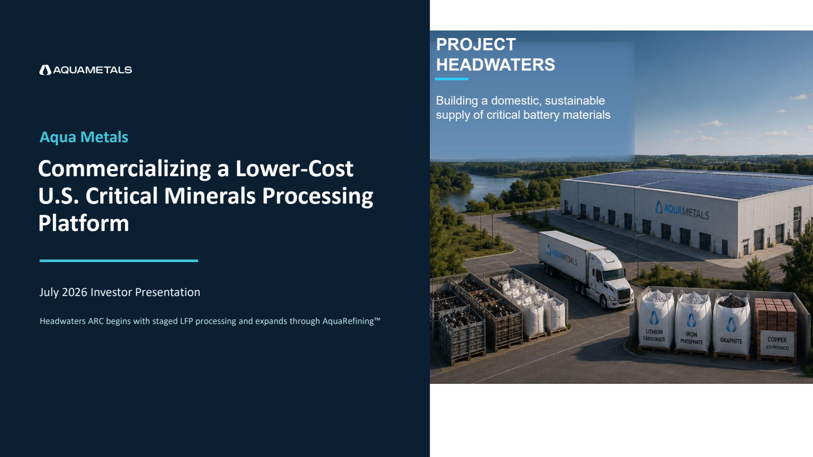 Aqua Metals' Q2 2026 Slide Deck