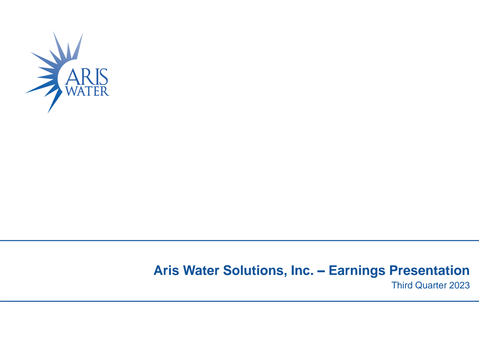 Aris Water Solutions' Q3 2023 Slide Deck