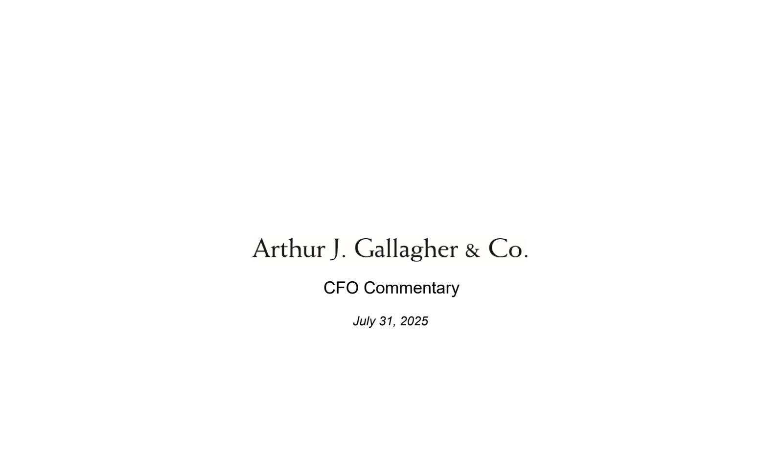 Arthur J. Gallagher & Co.'s Q2 2025 Slide Deck