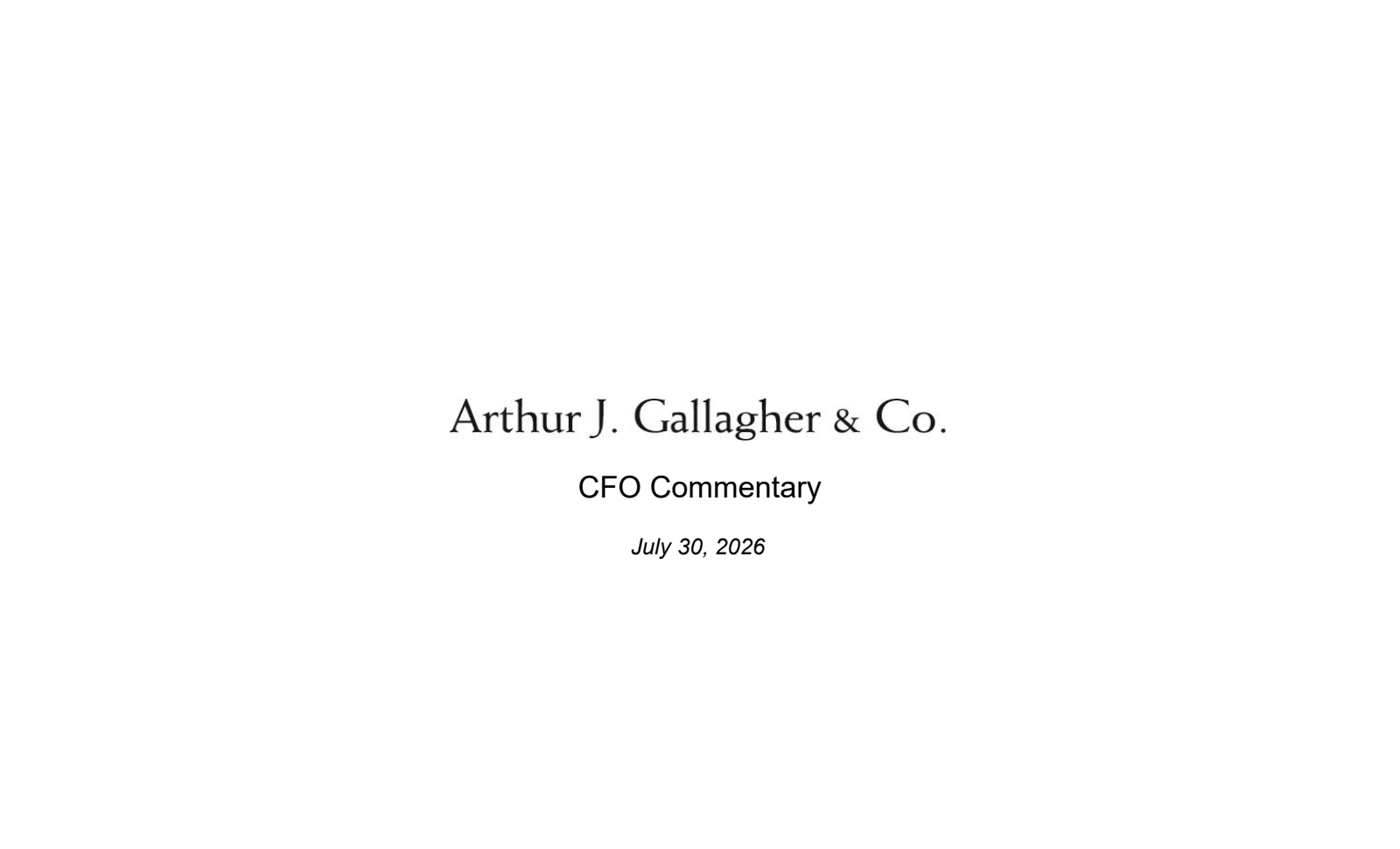 Arthur J. Gallagher & Co.'s Q2 2026 Slide Deck