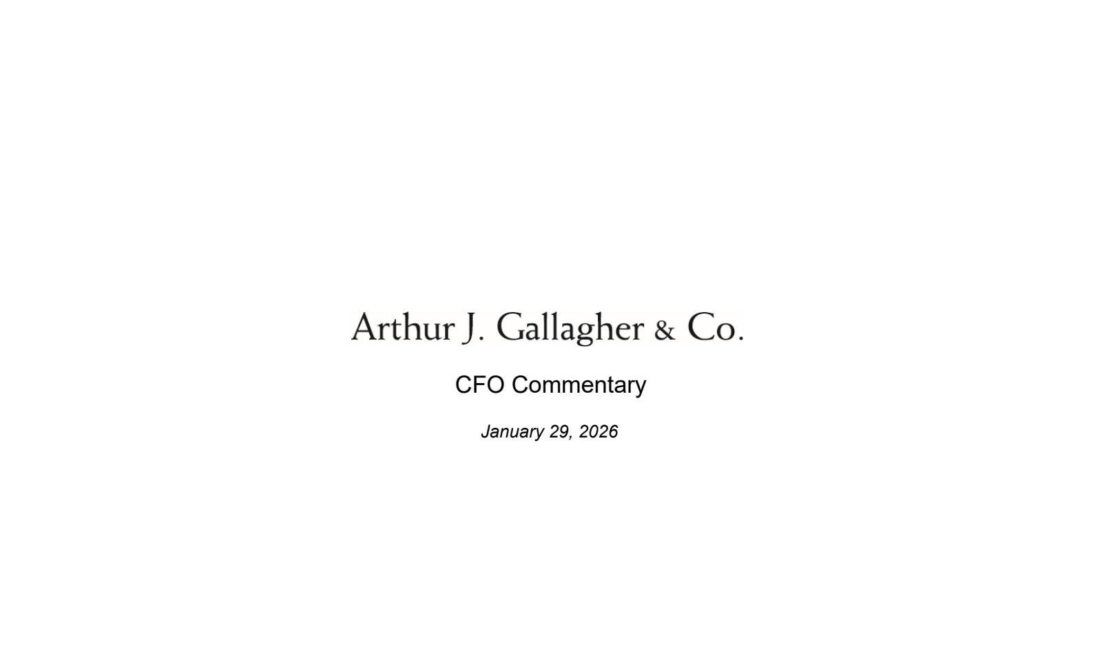 Arthur J. Gallagher & Co.'s Q4 2025 Slide Deck
