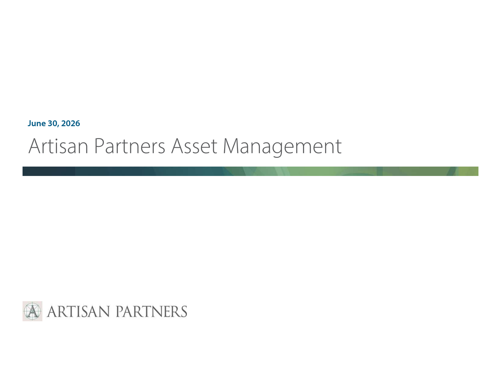 Artisan Partners Asset Management's Q2 2026 Slide Deck