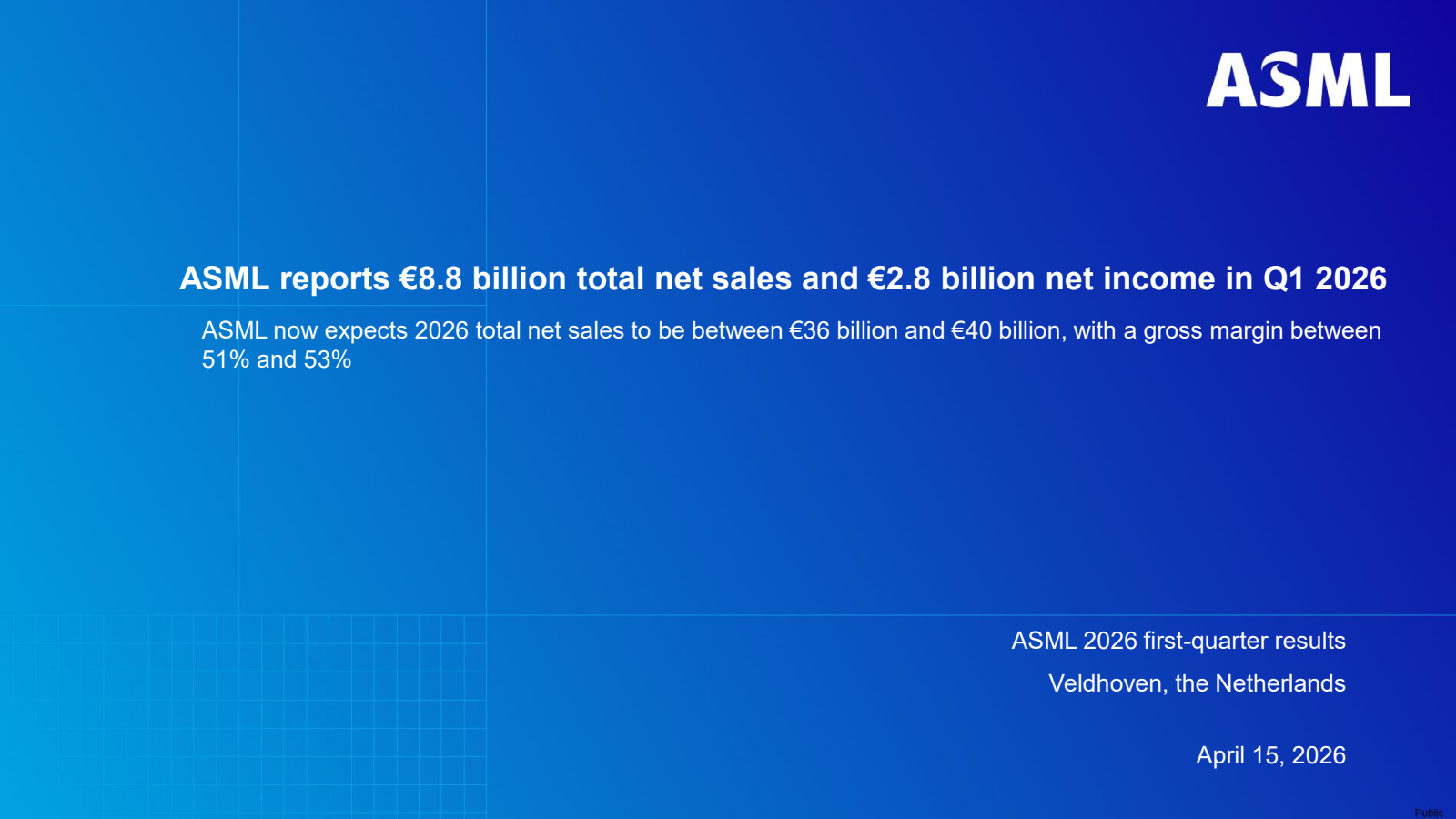 ASML's Q1 2026 Pre Recorded Slide Deck