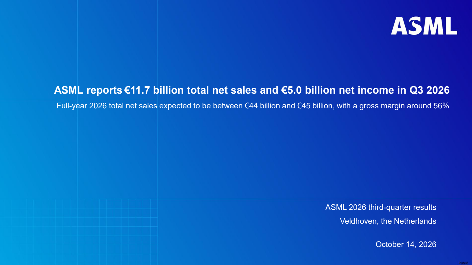 ASML's Q3 2026 Pre Recorded Slide Deck