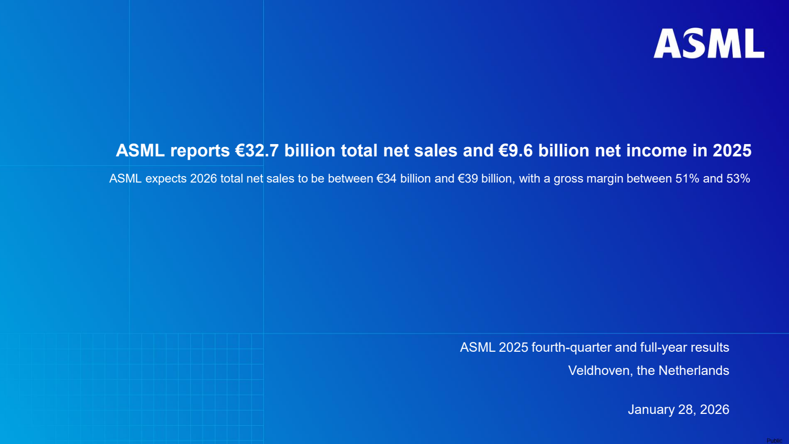 ASML's Q4 2025 Pre Recorded Slide Deck
