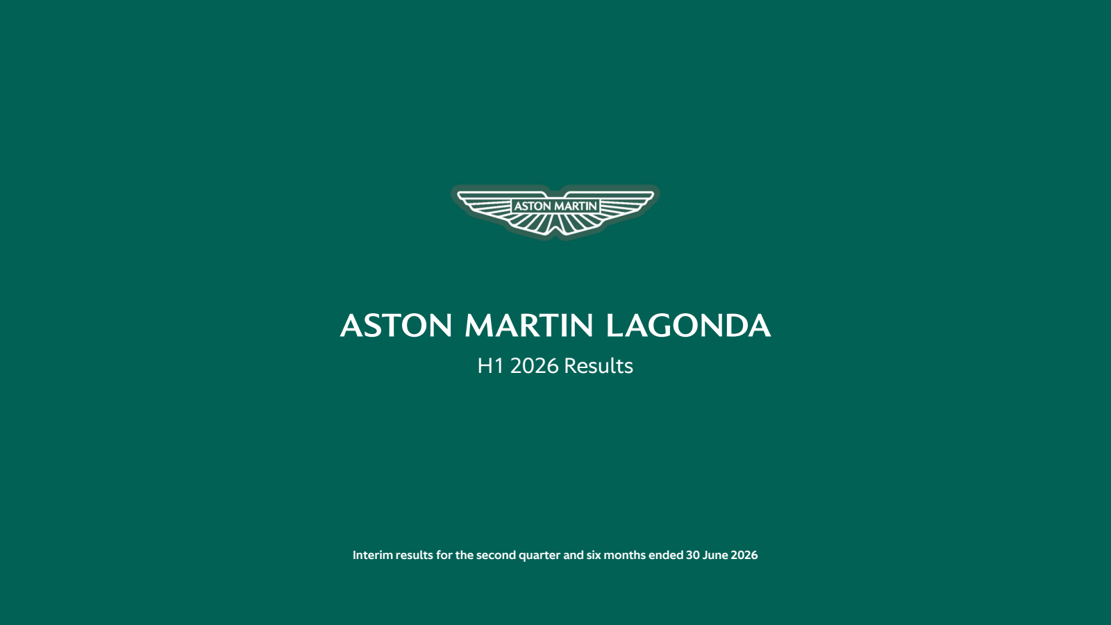 Aston Martin Lagonda Global's Q2 2026 Slide Deck