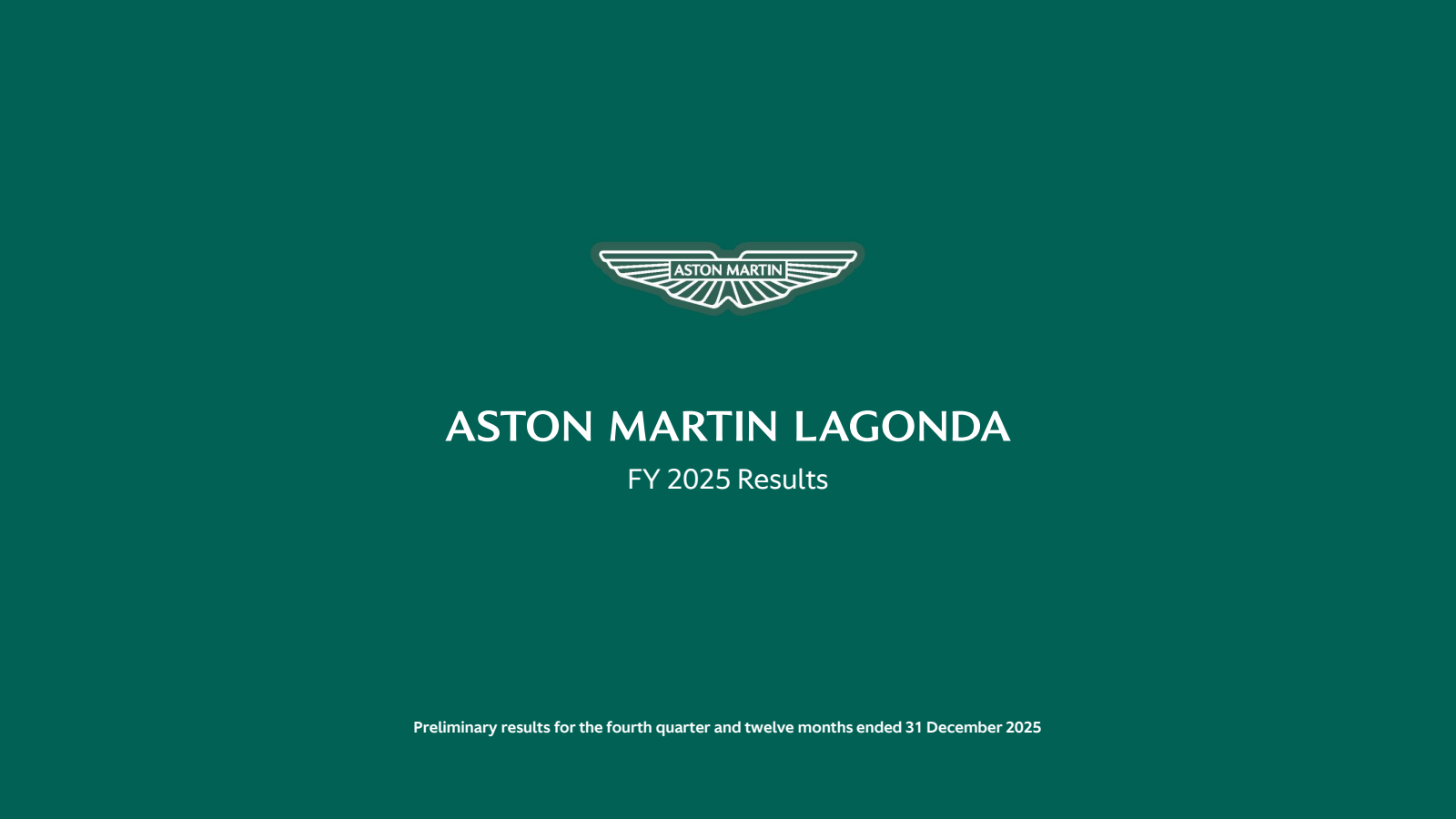 Aston Martin Lagonda Global's Q4 2025 Slide Deck