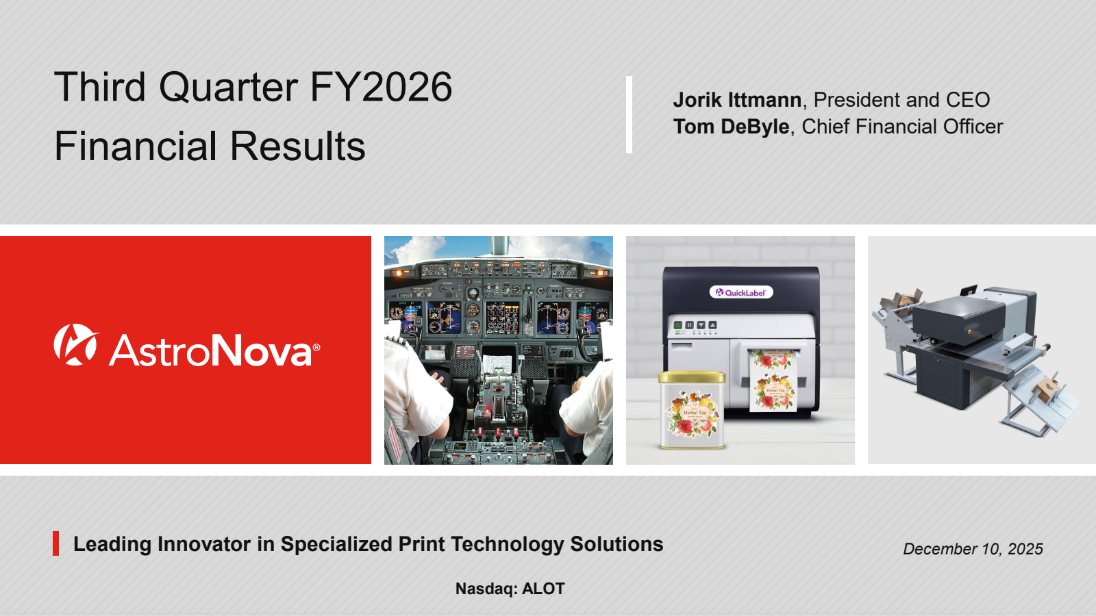 AstroNova's Q3 2026 Slide Deck