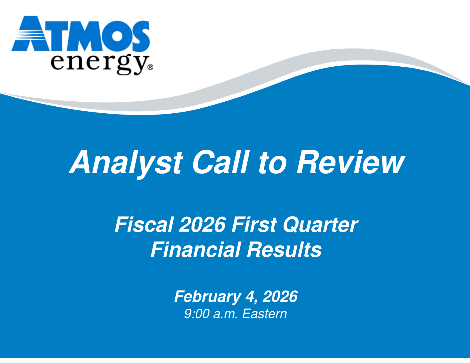 Atmos Energy's Q1 2026 Slide Deck