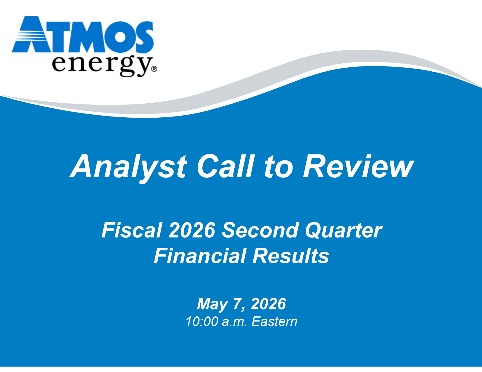 Atmos Energy's Q2 2026 Slide Deck