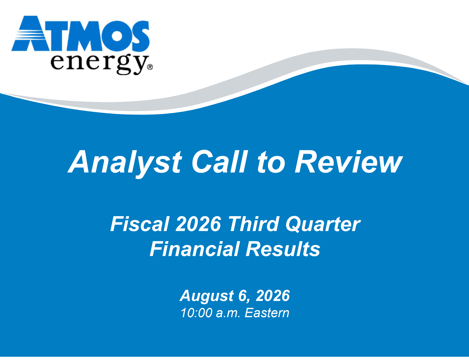 Atmos Energy's Q3 2026 Slide Deck