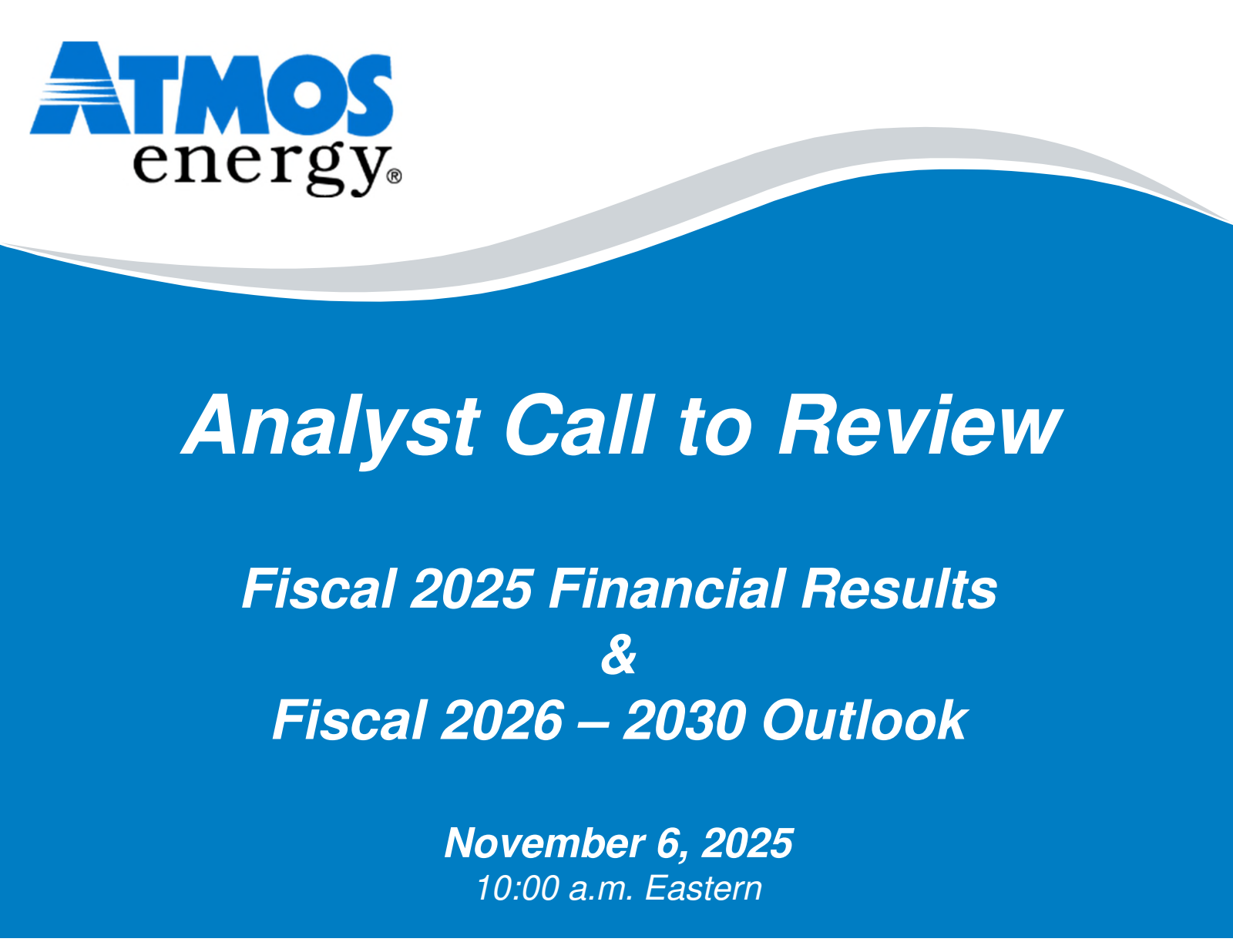 Atmos Energy's Q4 2025 Slide Deck