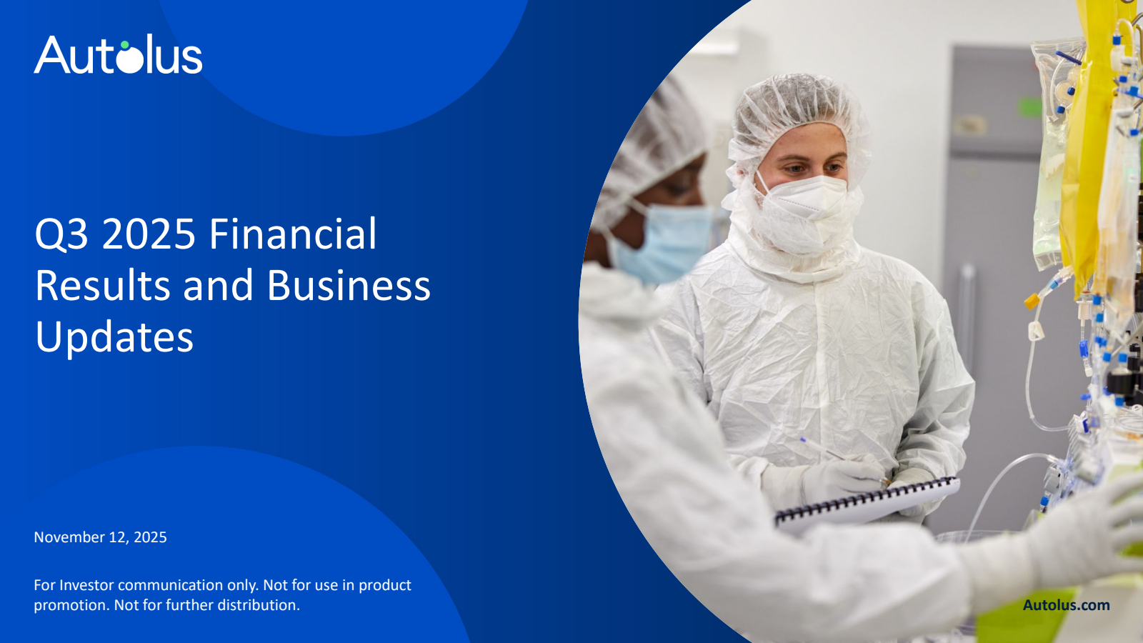 Autolus Therapeutics' Q3 2025 Slide Deck