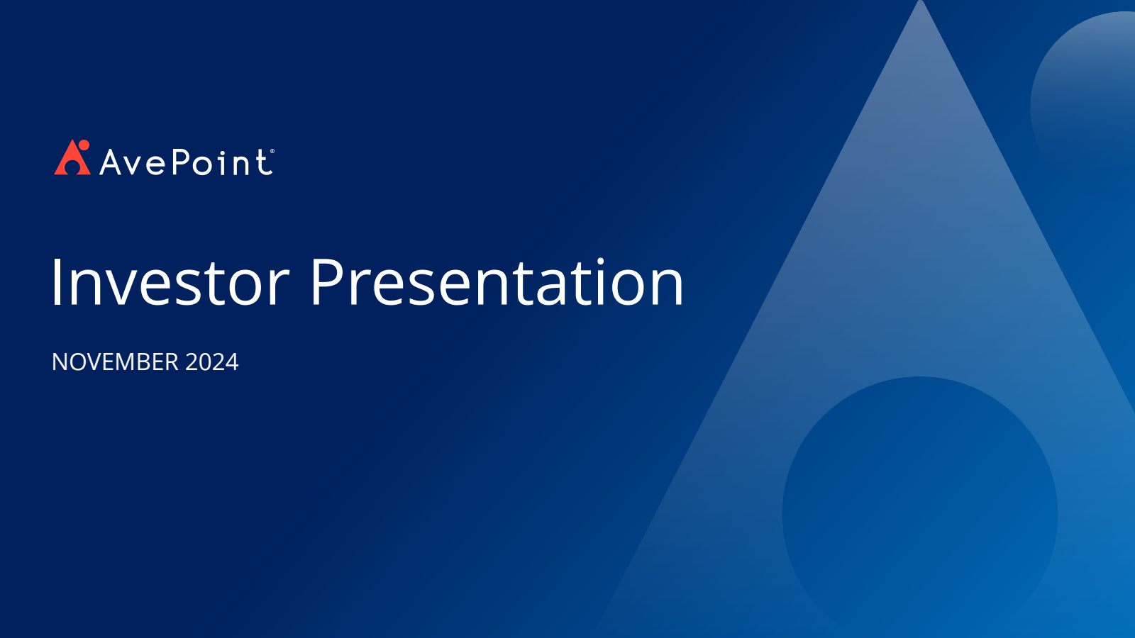 AvePoint's Q3 2024 Slide Deck