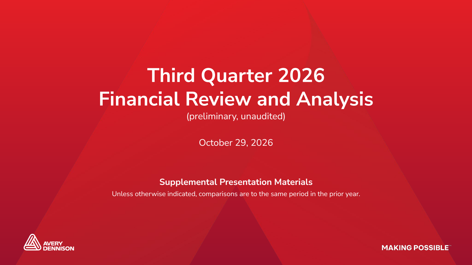Avery Dennison's Q3 2026 Slide Deck