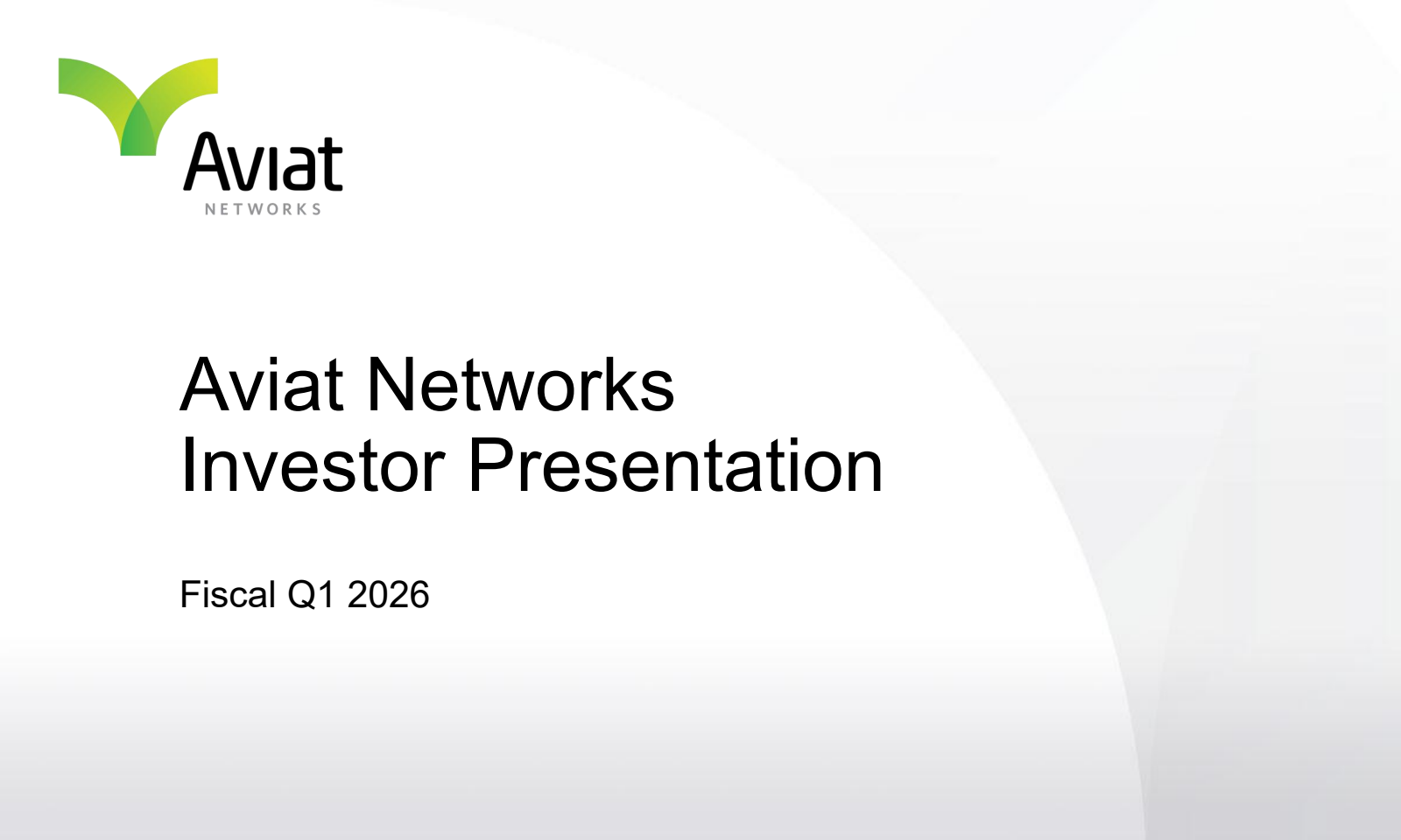 Aviat Networks' Q1 2026 Slide Deck