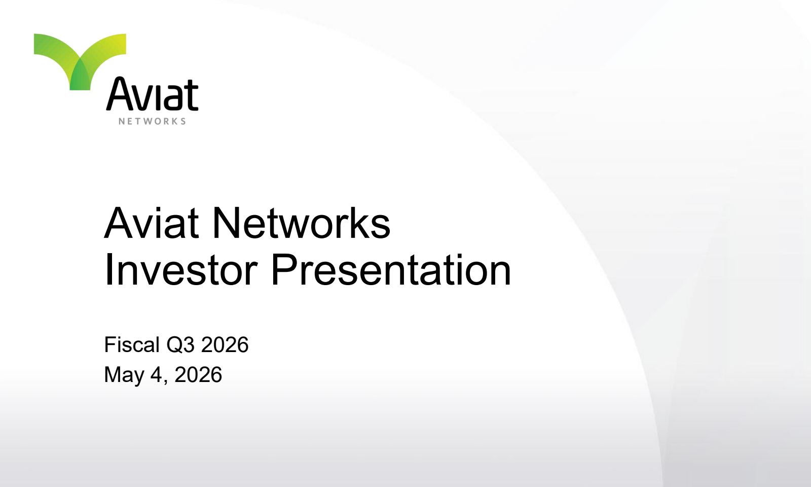 Aviat Networks' Q3 2026 Slide Deck