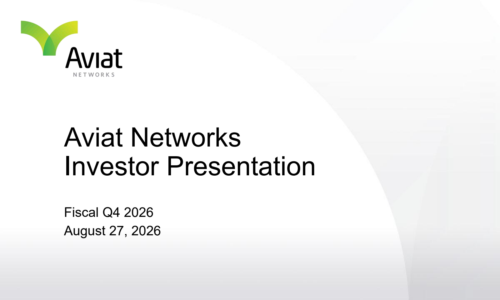 Aviat Networks' Q4 2026 Slide Deck