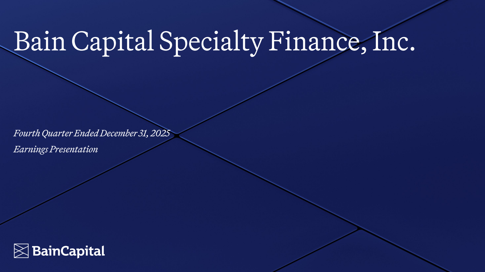Bain Capital Specialty Finance's Q4 2025 Slide Deck