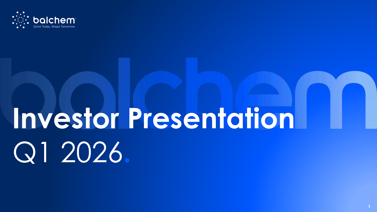 Balchem's Q1 2026 Slide Deck