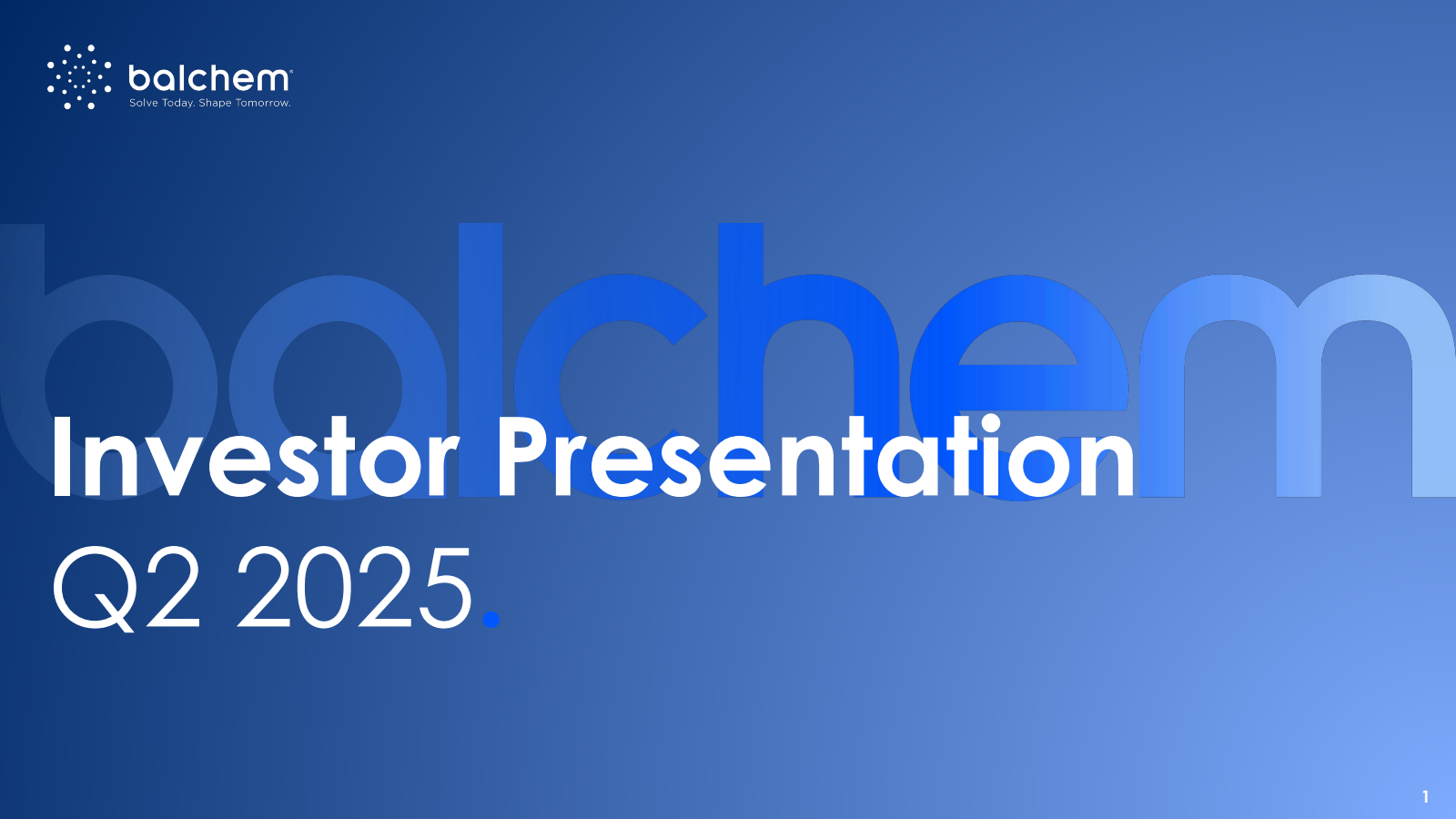 Balchem's Q2 2025 Slide Deck