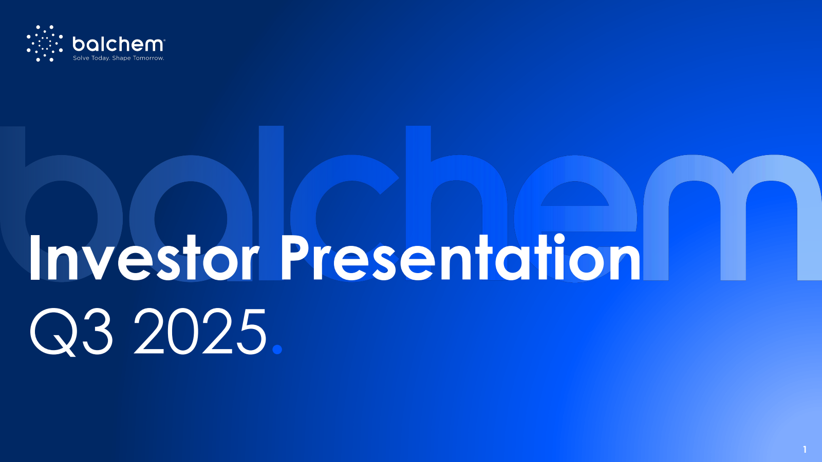 Balchem's Q3 2025 Slide Deck
