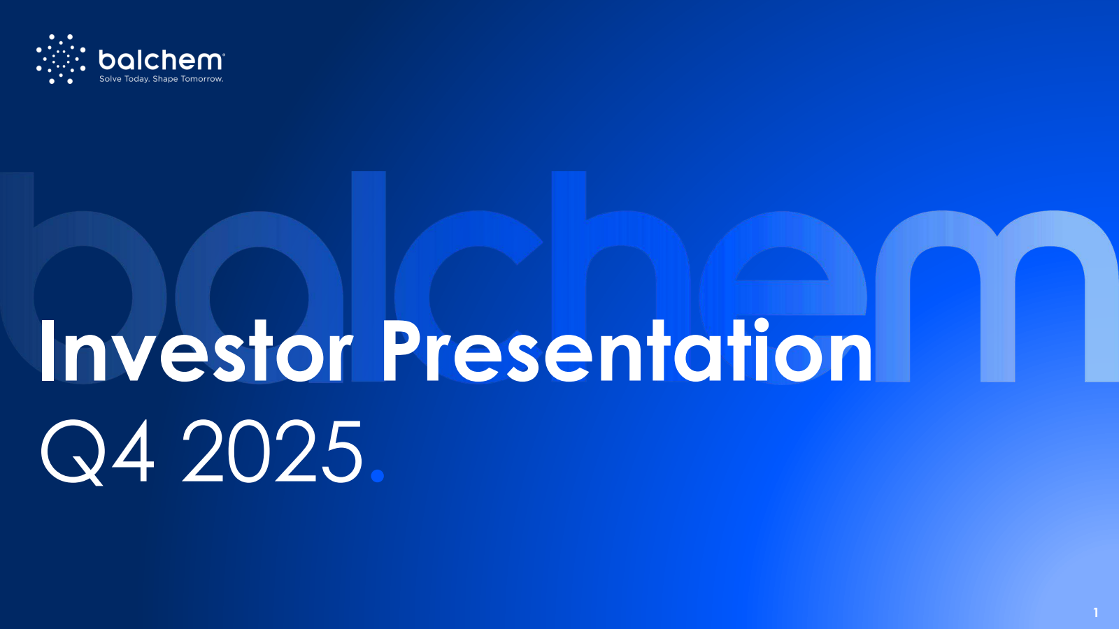 Balchem's Q4 2025 Slide Deck