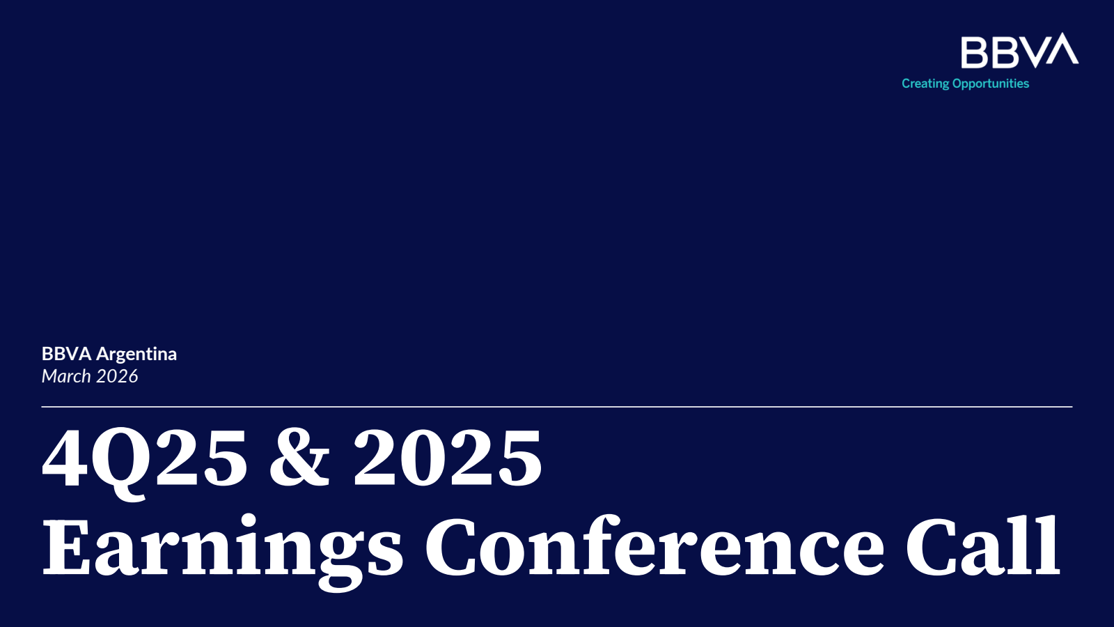 BBVA Banco Frances' Q4 2025 Slide Deck