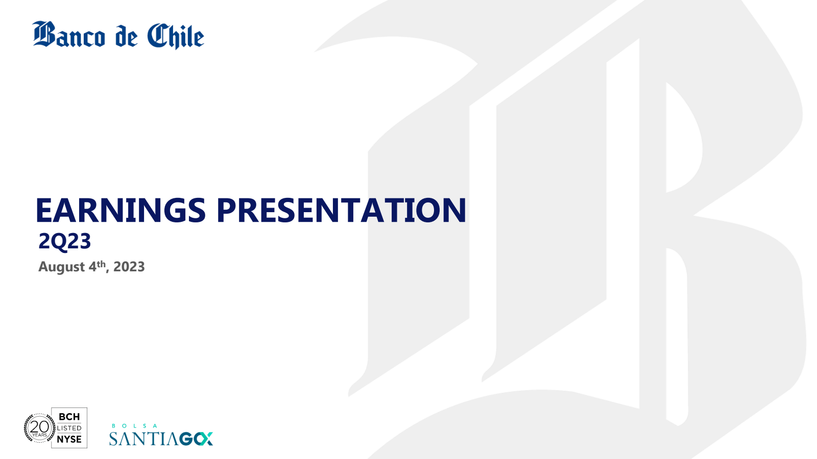 Banco de Chile's Q2 2023 Slide Deck