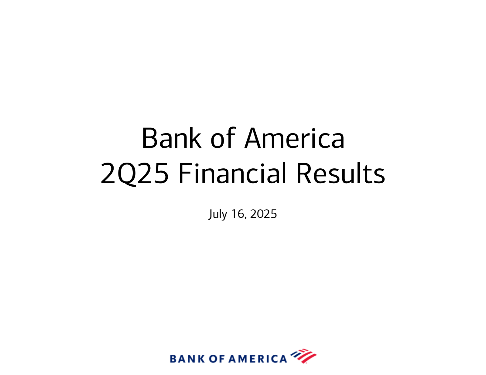 Bank of America's Q2 2025 Slide Deck