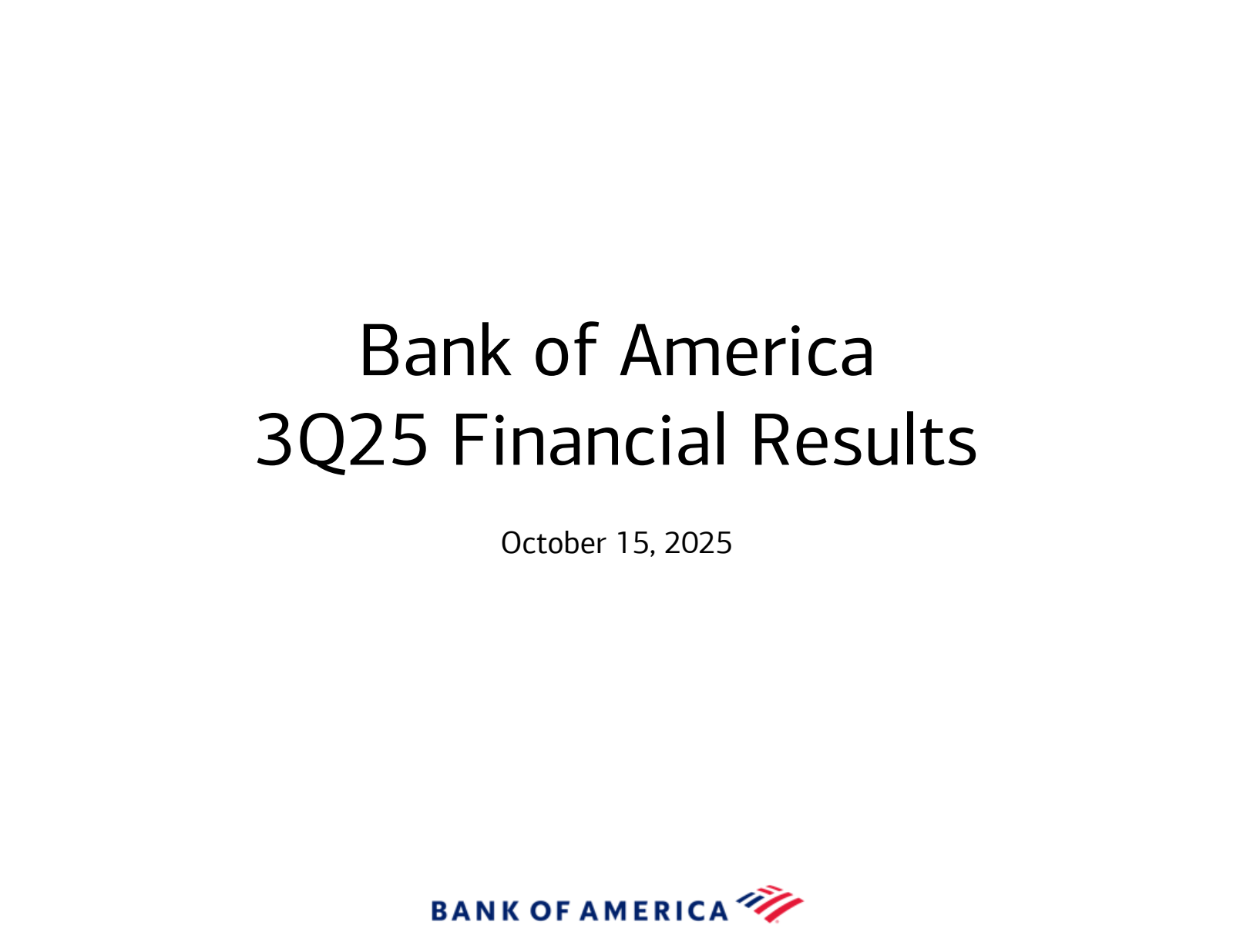 Bank of America's Q3 2025 Slide Deck