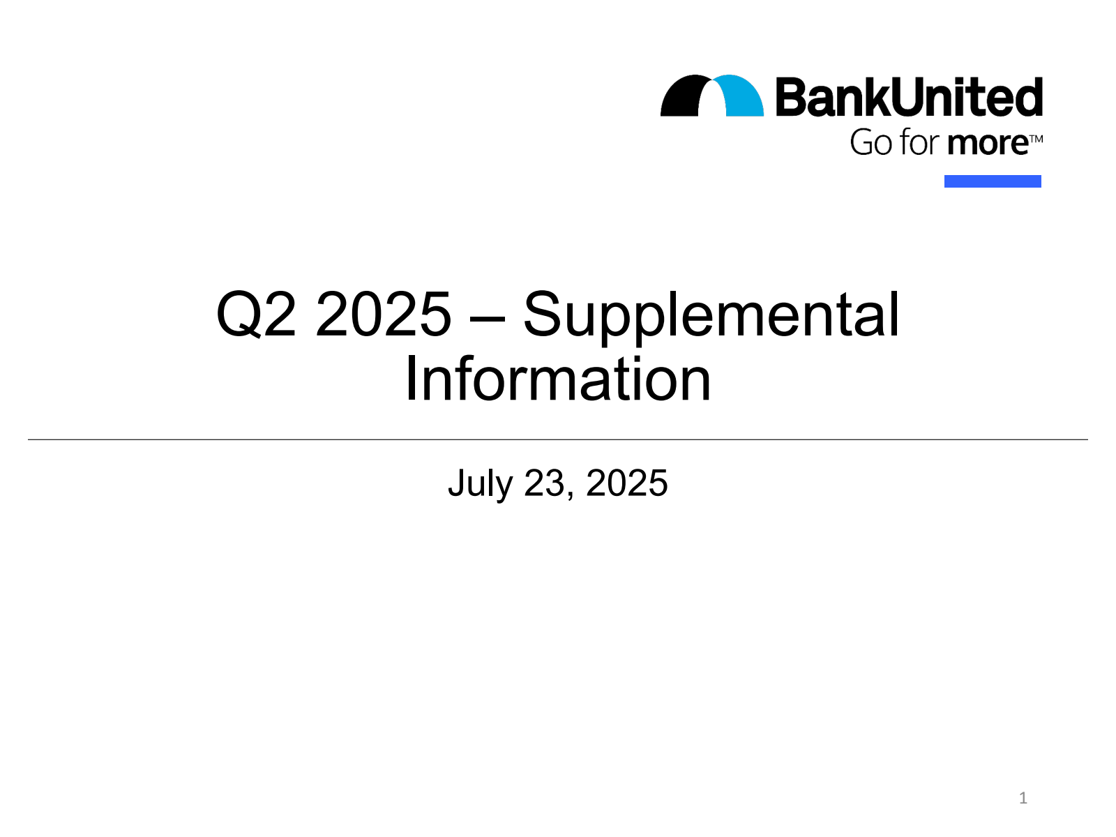 BankUnited's Q2 2025 Slide Deck