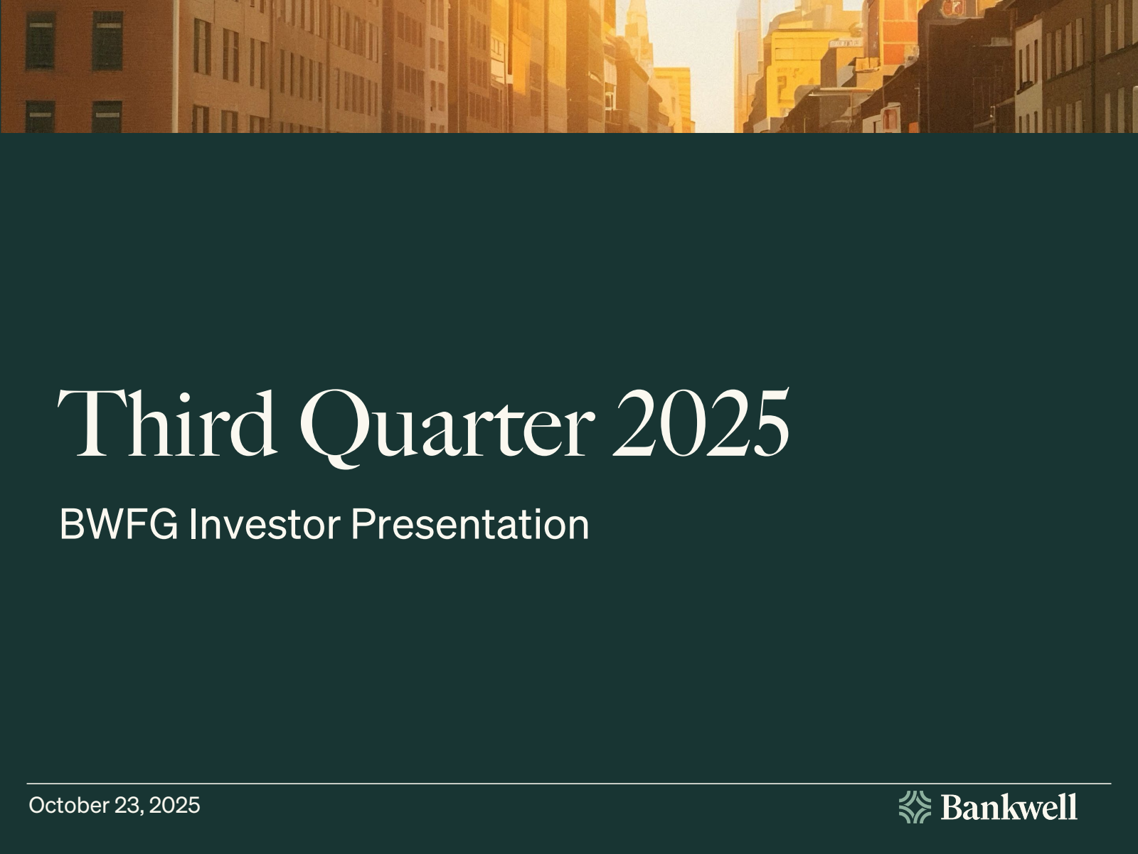 Bankwell Financial Group's Q3 2025 Slide Deck