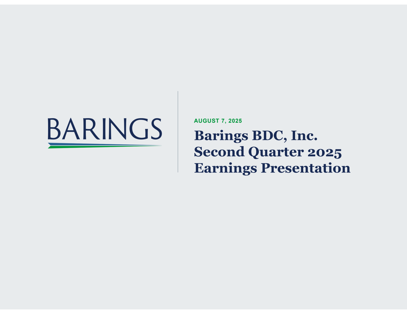 Barings Bdc's Q2 2025 Slide Deck