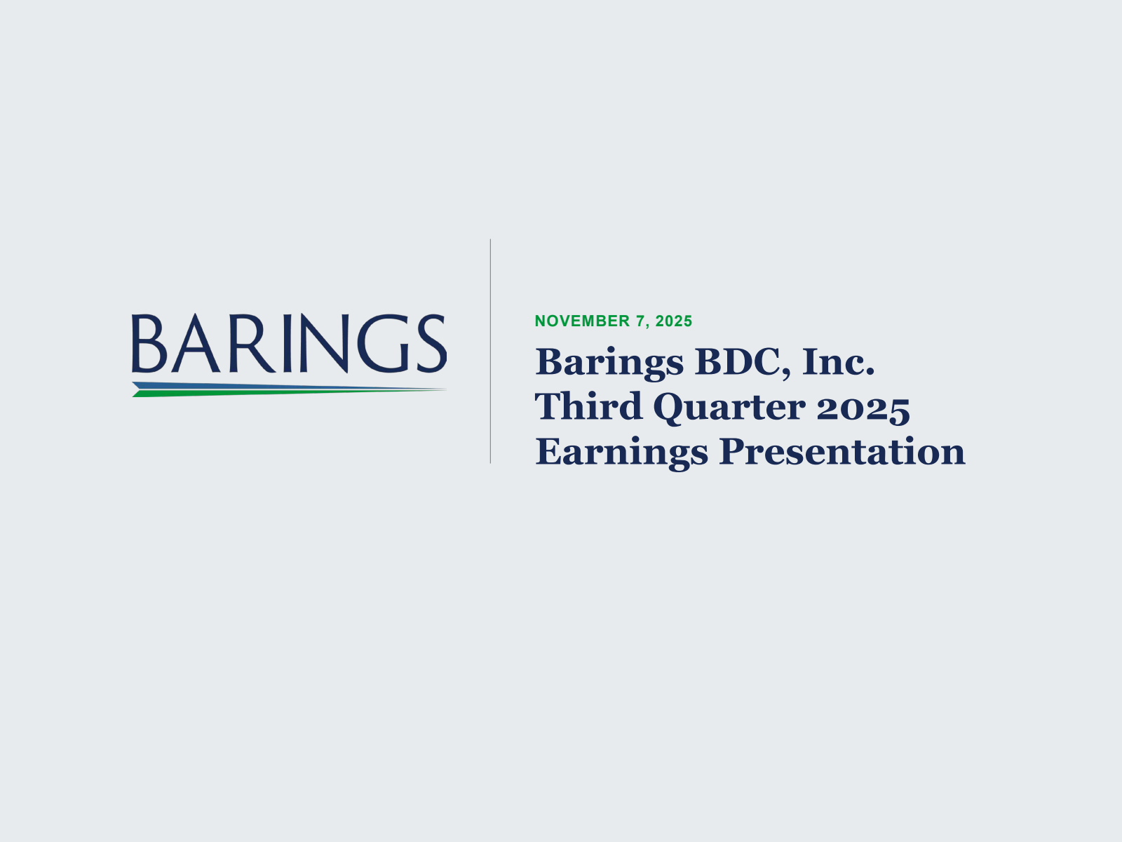 Barings Bdc's Q3 2025 Slide Deck