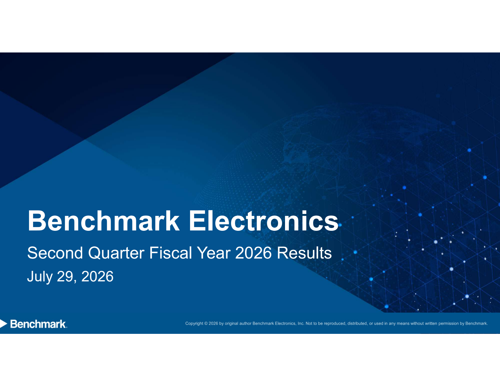 Benchmark Electronics' Q2 2026 Slide Deck