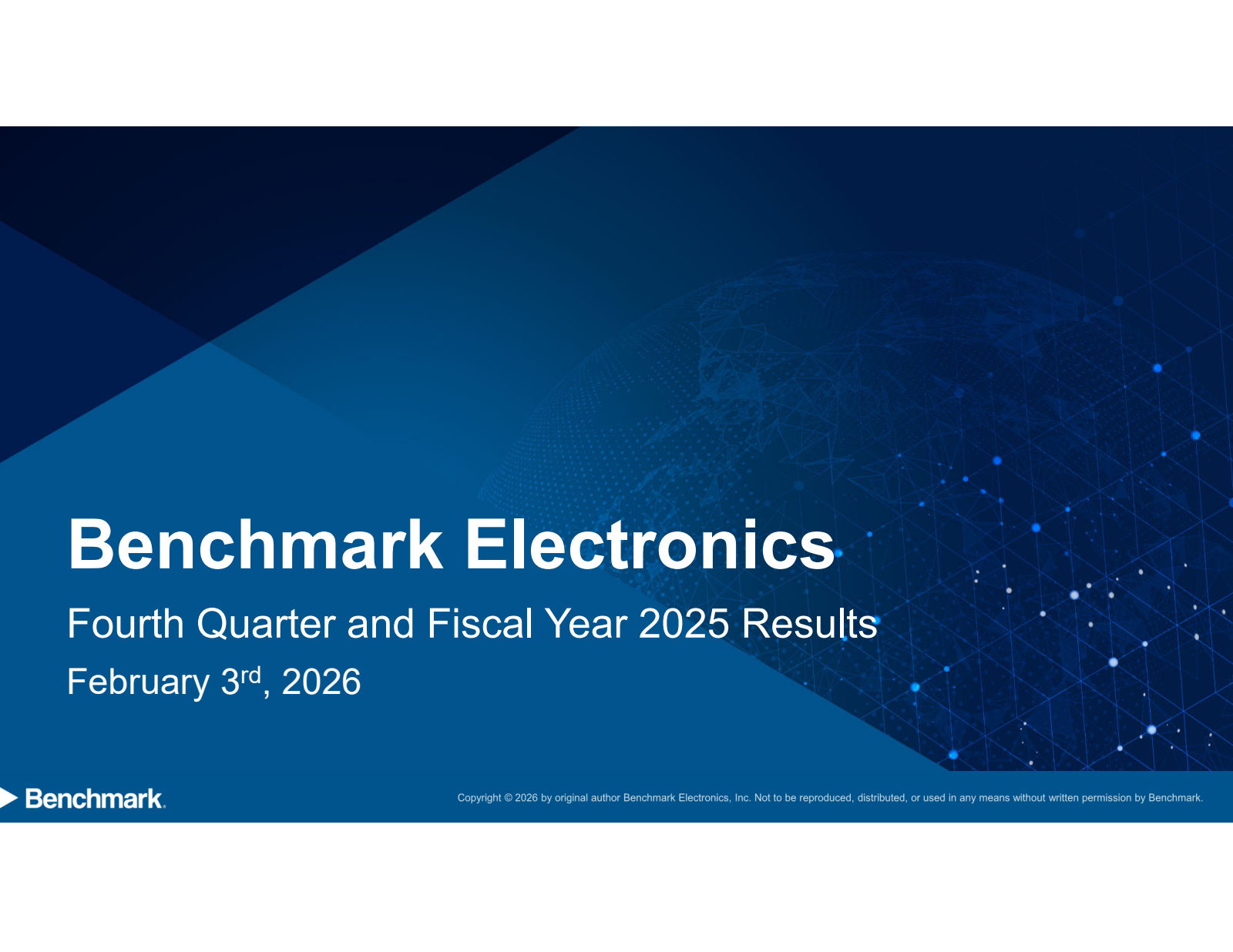 Benchmark Electronics' Q4 2025 Slide Deck