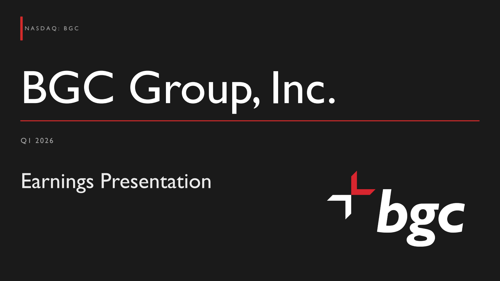 BGC Group's Q1 2026 Slide Deck