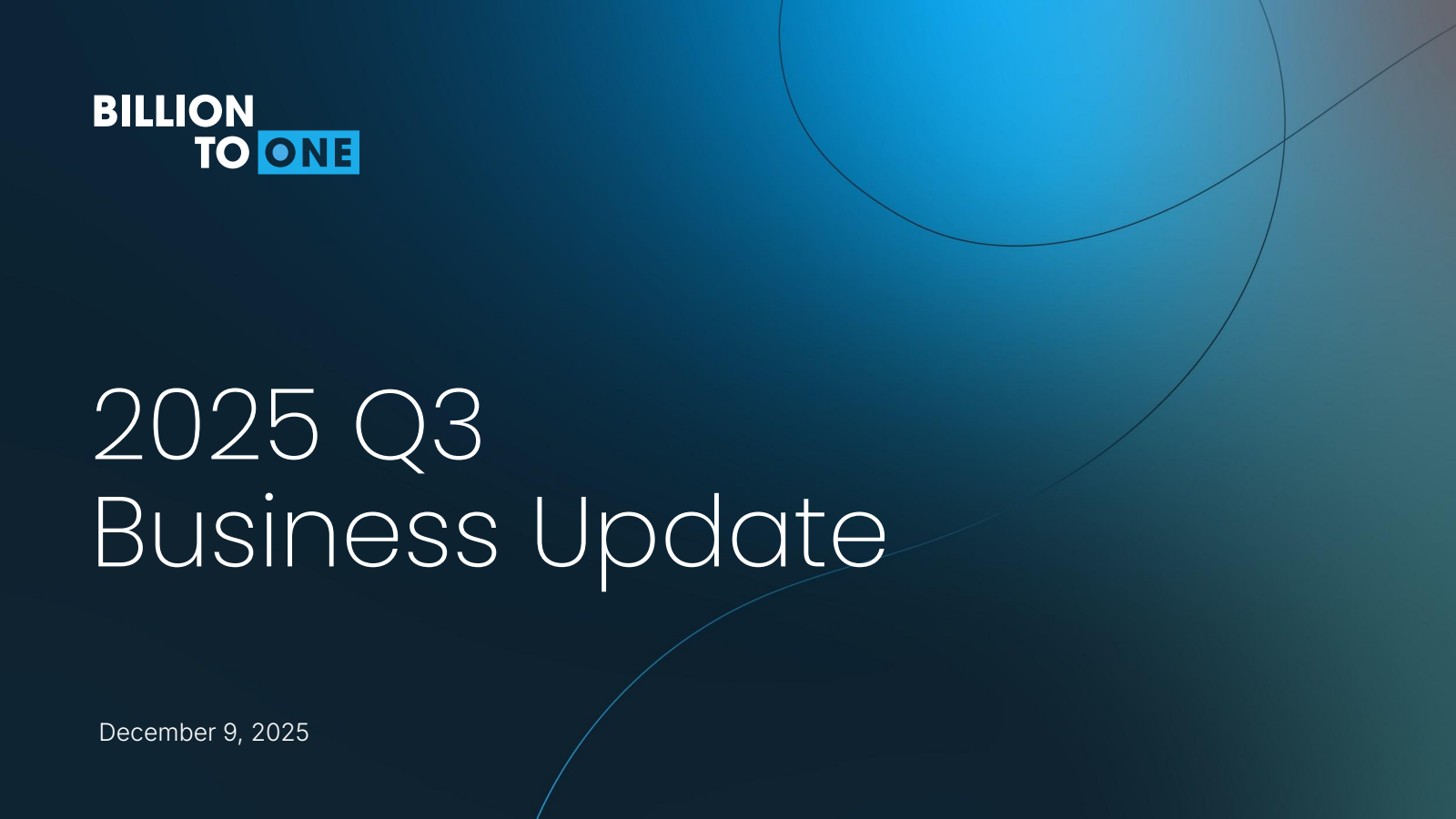 Billiontoone's Q3 2025 Slide Deck