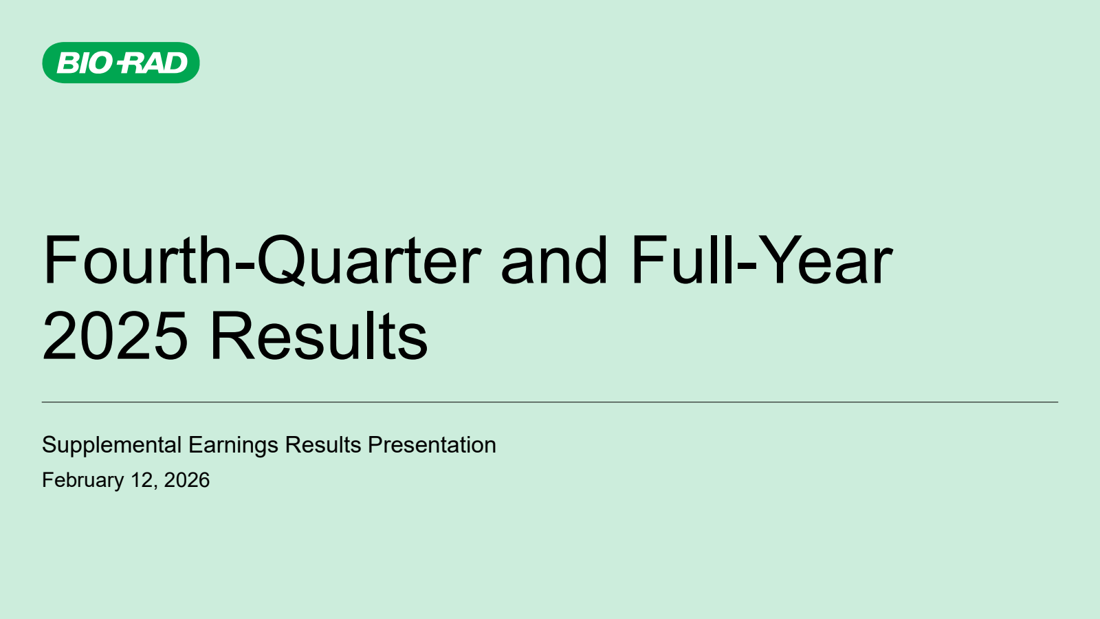 Bio-Rad Laboratories' Q4 2025 Slide Deck