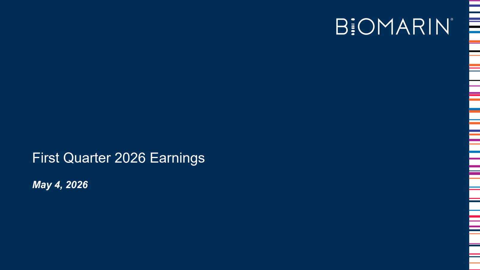 BioMarin Pharmaceutical's Q1 2026 Slide Deck