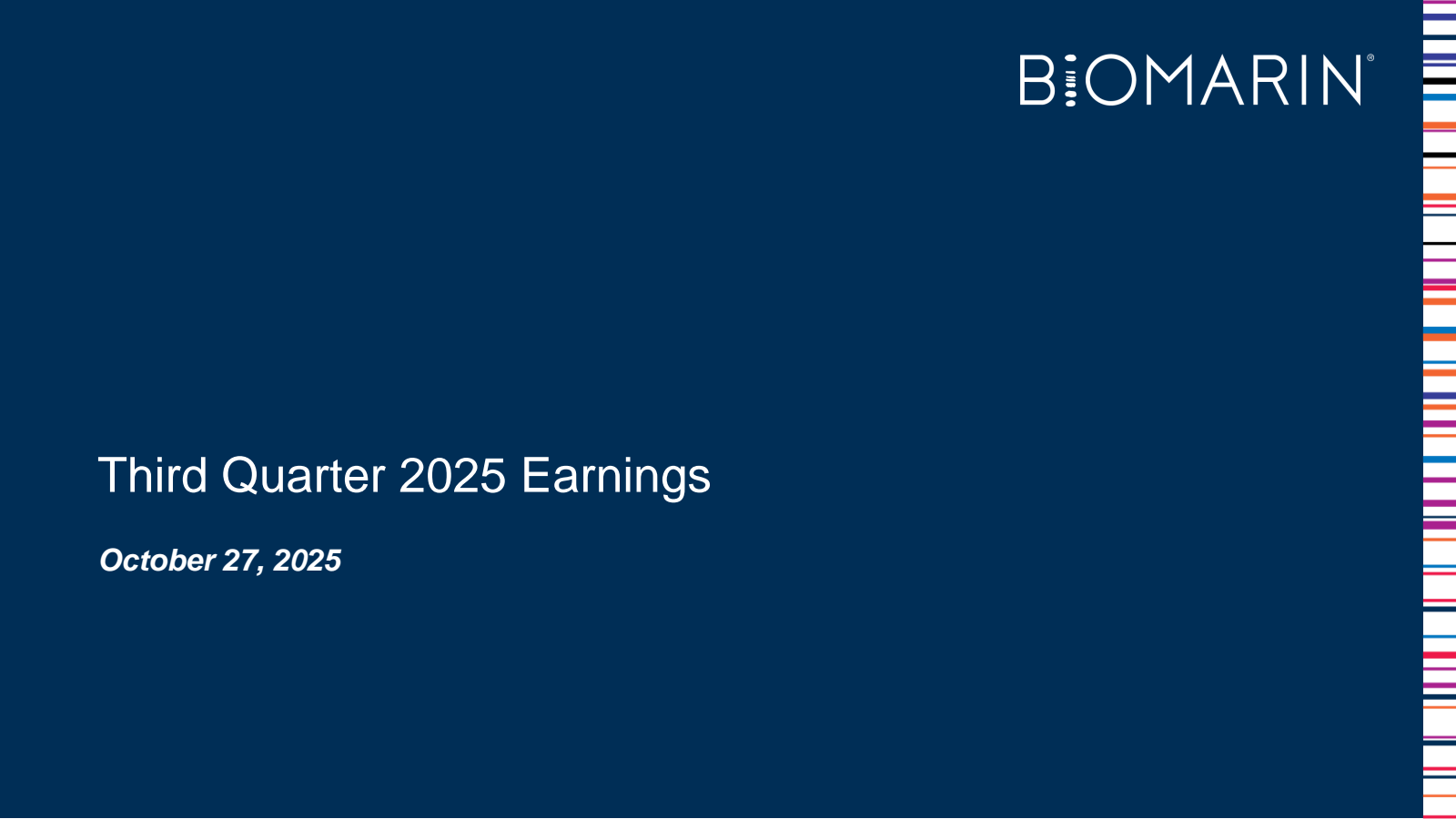 BioMarin Pharmaceutical's Q3 2025 Slide Deck