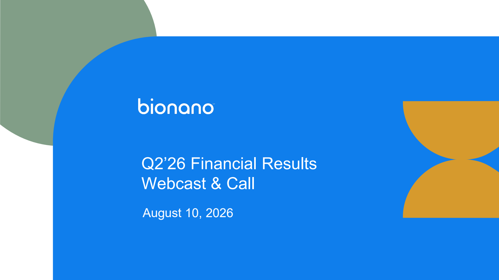 Bionano Genomics' Q2 2026 Slide Deck
